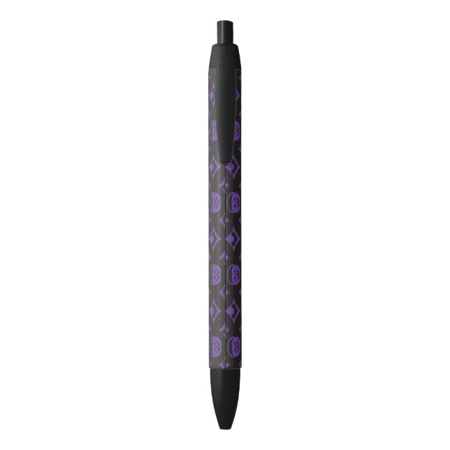 Purple Skull Fashion Pattern Black Ink Pen (Back (Vertical))