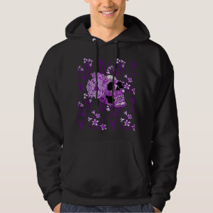 Purple Skull Flower Cool Floral Scary Halloween Go Hoodie