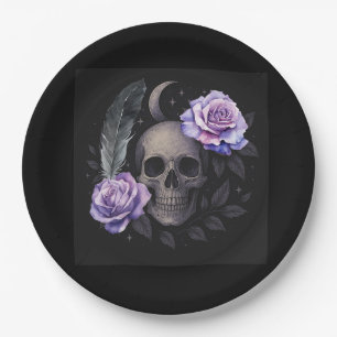 PURPLE SKULL PAPER PLATE