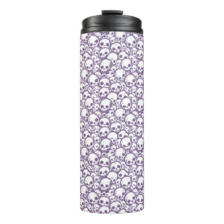 Purple Skull Pattern Thermal Tumbler