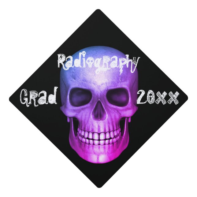 Purple Skull Radiography Grad Graduation Cap Topper (Front)