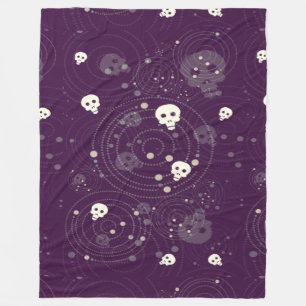 Purple skull silhouette pattern fleece blanket