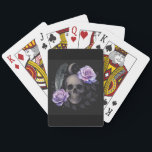 PURPLE SKULL T-Shirt Playing Cards<br><div class="desc">Unleash your gothic spirit with this stunning skull design wrapped in roses, feathers, and celestial elements. A perfect fusion of boho and gothic aesthetics, this artwork features intricate linework and dreamy watercolor touches in purples, blacks, and silvers. Whether you're into edgy fashion or mystical vibes, this design makes a bold...</div>