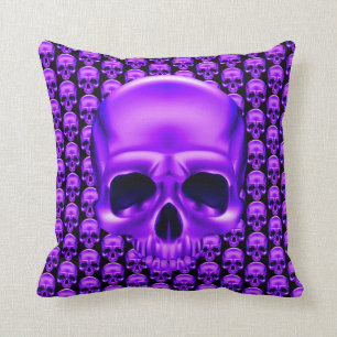 Purple Skull Throw Pillow