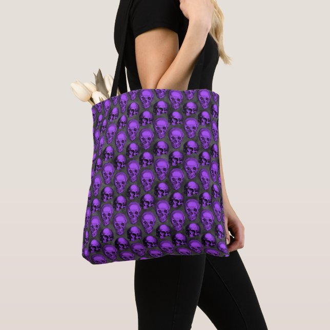 Purple Skulls and Sunflower Series Design 1  Tote Bag (Close Up)