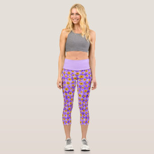 Purple Skulls and Sunflower Series Design 2 Capri Leggings