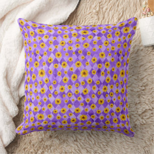 Purple Skulls and Sunflower Series Design 2 Throw Pillow