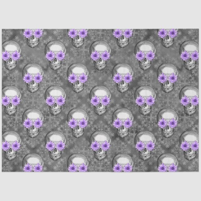Purple Skulls and Sunflower Series Design 3  Tissue Paper (Front)