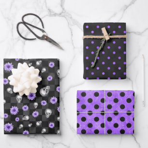 Purple Skulls and Sunflower Series Design 9 Wrapping Paper Sheet