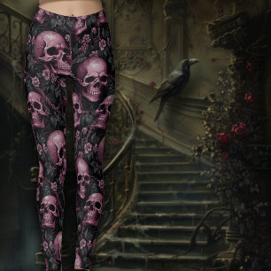 Purple Skulls & Flowers Leggings