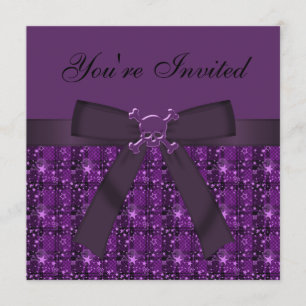 Purple Skulls & Glittery Stars Party Invites