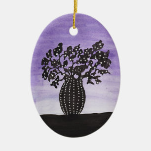 Purple Sky Baobab Tree Ceramic Ornament