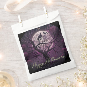 Purple Sky Full Moon Birds Happy Halloween Favour Bag