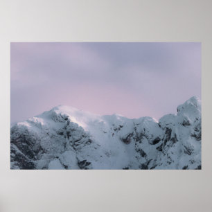 Purple sky over mountains poster