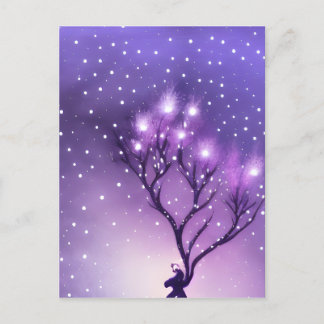 Purple Sky & Tree with Lights Postcard