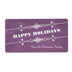 Purple Slanted Chalkboard Holiday Labels