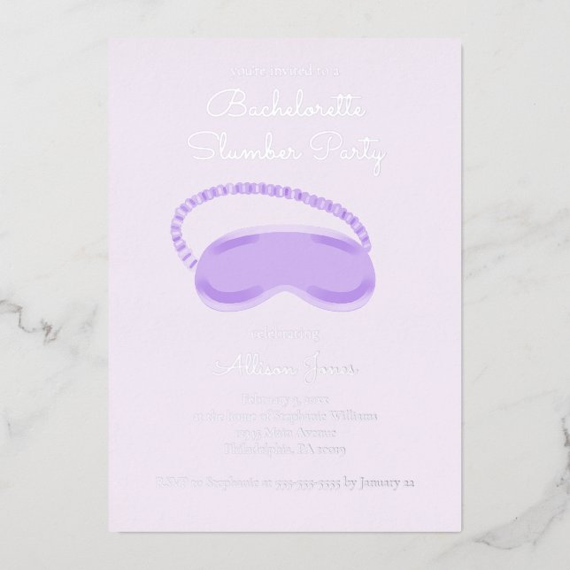 Purple Sleep Mask Bachelorette Slumber Party (Front)