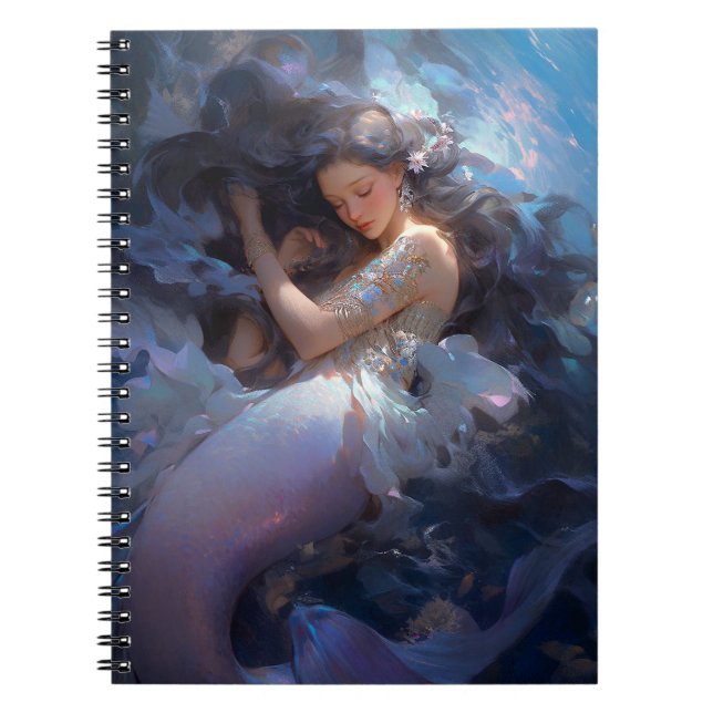 Purple Sleeping Mermaid Fantasy Art Notebook (Front)