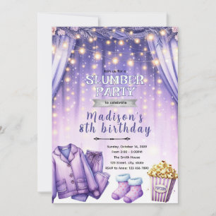 Purple slumber Party Invitation