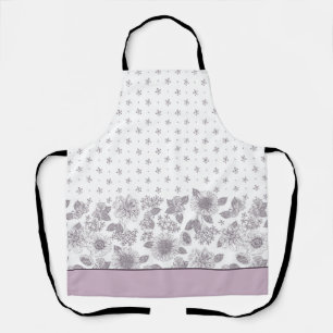Purple small & big flowers apron