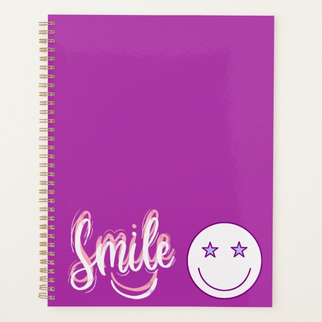 Purple Smile Star Emoji Undated Planner (Front)