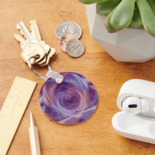 Purple Smoke Basic Round Button Keychain