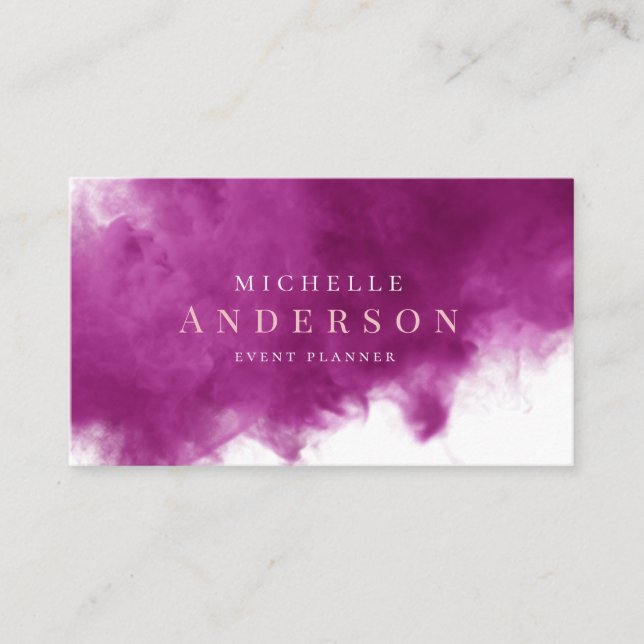 purple smoke effect Double Monogram Business Card (Front)
