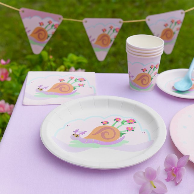 Purple Snail with Flower Shell Paper Plate (Creator Uploaded)