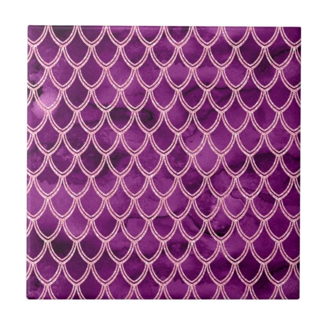 Purple Snake Serpent Reptile Pattern Tile (Front)