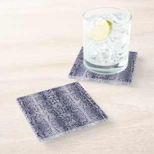 Purple Snake Skin Animal Print Glass Coaster