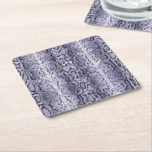  Purple Snake Skin Animal Print Square Paper Coaster
