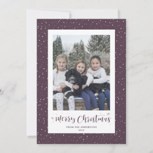 Purple Snow Calligraphy Photo Christmas Cards