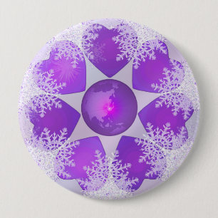 Purple snowflake 4 inch round button