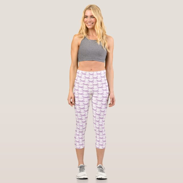 Purple Snowflake Airplane -   Capri Leggings (Front)
