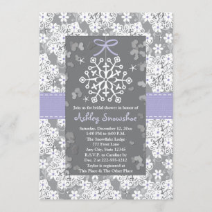 Purple Snowflake Bridal Shower Invitations
