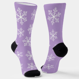 Purple Snowflake Crew Socks