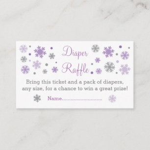 Purple Snowflake Diaper Raffle Tickets Enclosure Card