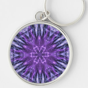 Purple Snowflake Fractal Keychain