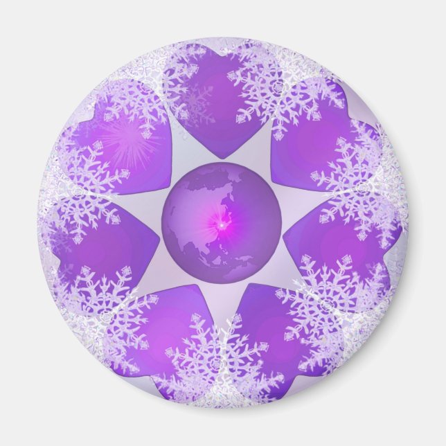 Purple snowflake magnet (Front)