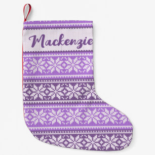 Purple Snowflake Nordic Sweater Pattern Small Christmas Stocking