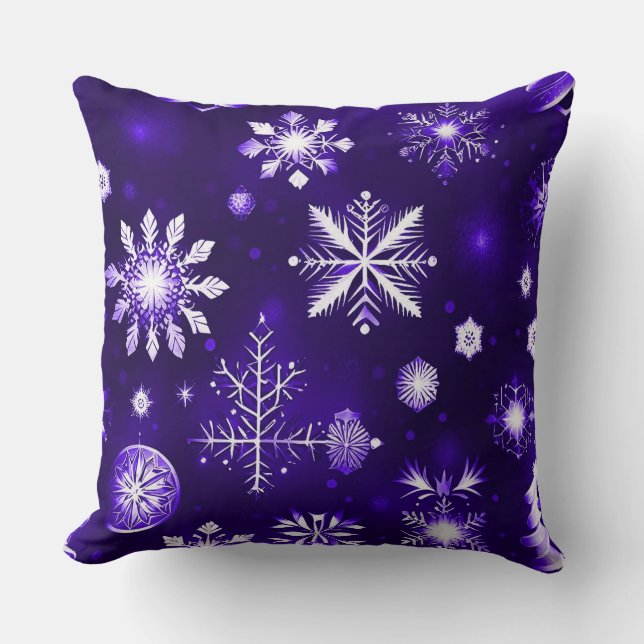 Purple Snowflake Pattern Throw Pillow (Front)