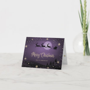 Purple Snowflake Père Noël Joyeux Noël Carte