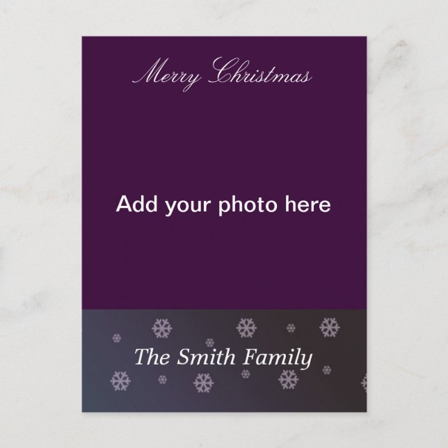 Purple Snowflake Photo Card (Front)
