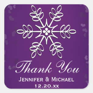 Purple Snowflake Thank You Label