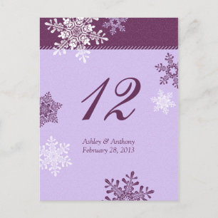Purple Snowflake Winter Wedding Table Cards