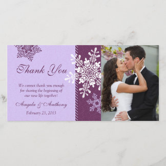 Purple Snowflake Winter Wedding Thank You Card