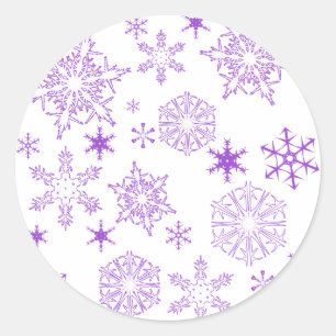 purple snowflakes classic round sticker