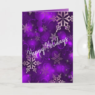 Purple Snowflakes - Happy Holidays Card