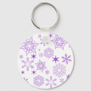 purple snowflakes keychain