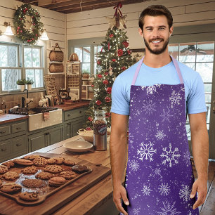 Purple Snowflakes Pattern Magical Winter Holiday Apron